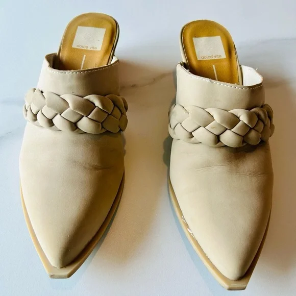 Dolce Vita Tan Cream Braided Mules - Picture 2 of 3